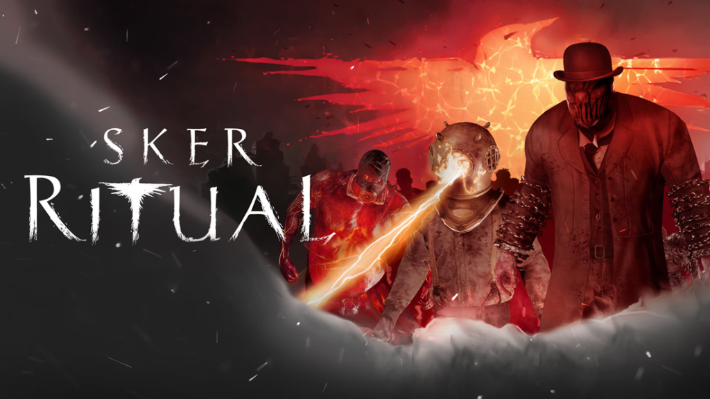 Sker Ritual key art with masked figures and the game's logo